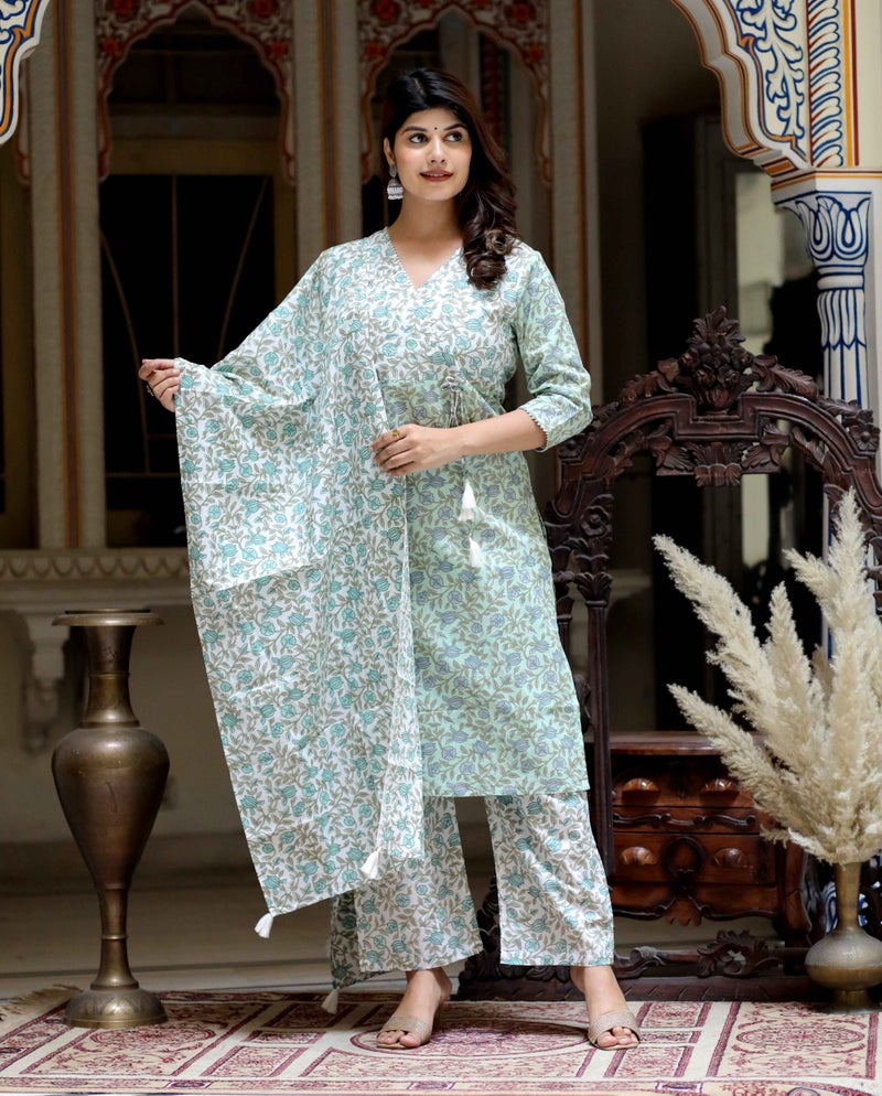 Miravan Floral Angarkha Kurta Set for Women - Image 1